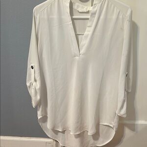 Lush White V-Neck Blouse